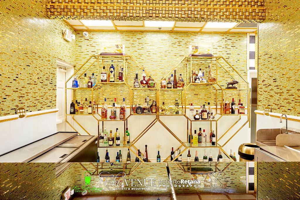 Gold bar shelves stocked for a celebration